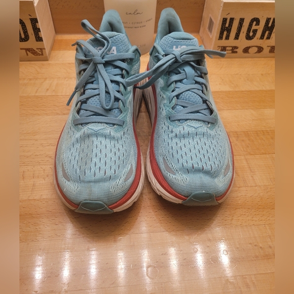 Hoka One One Women’s Clifton 8 Athletic Running Shoe Sneaker Aqua Blue Size 9 B - Picture 2 of 10